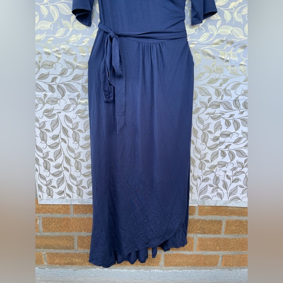 Quince Blue Tencel Lyocell Wrap Maxi Dress XL | Minimalist Quiet Luxury NWT - Picture 6 of 13